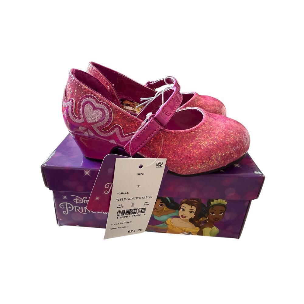 Disney Toddler Girls Purple Shimmer Princess Ballet Flats Size 7